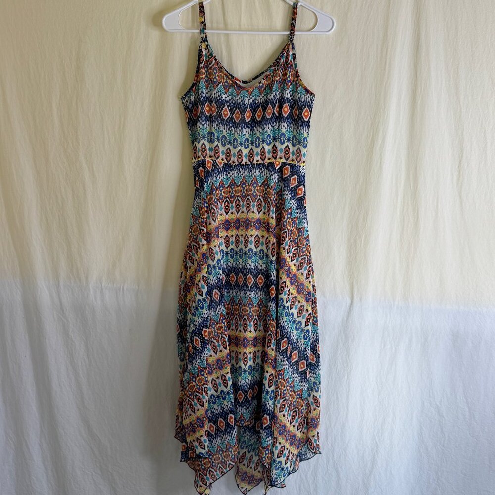 Kate & Mallory Perfect Summer Dress Midi Asymmetrical Spaghetti Straps Size S